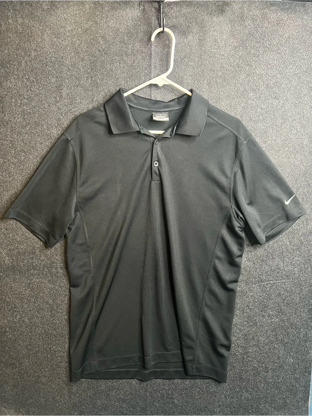 Nike Golf Dri-Fit Mens Black Moisture Wicking Polo Shirt Size L Performance Wear